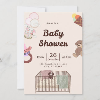 Invitación rosa a Baby Shower | Agradable y elegan
