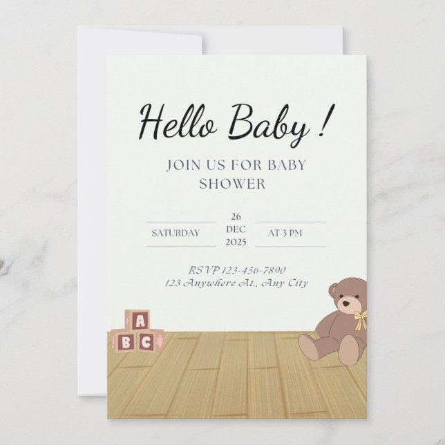 Invitación rosa a Baby Shower | Agradable y elegan (Anverso)