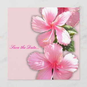 Invitación rosa a Hibiscus "Save the Date"