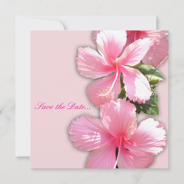 Invitación rosa a Hibiscus "Save the Date" (Anverso)