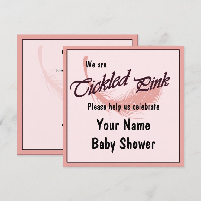 Invitación rosa a la celebración de Baby Shower (Anverso / Reverso)