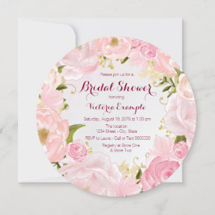 Invitación Rosa acuarela Ducha nupcial