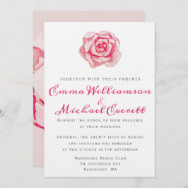 Invitación Rosa acuarela rosa | BODA