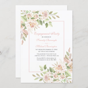 Invitación Rosa acuarela Rubor Pink Floral Engagement Party