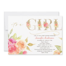 Rosa acuarela y ducha de bebé dorada