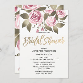 Invitación Rosa acuático ducha de novia verde rosa