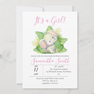 Invitación rosa al Safari Elephant