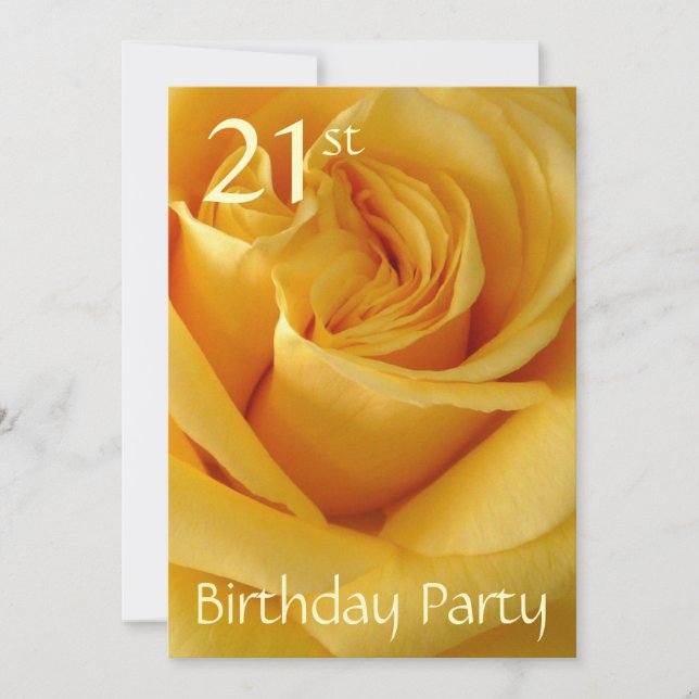 Invitación Rosa amarilla, celebración de cumpleaños número 21 (Anverso)