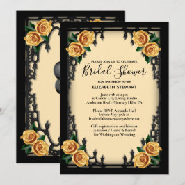 Invitación Rosa Amarilla Gótica Bridal Shower Amarillo