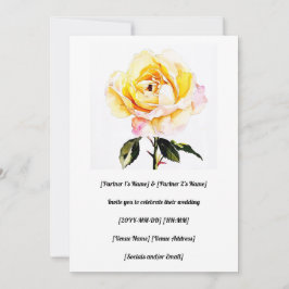 Invitación Rosa Amarilla Pintada por Agua