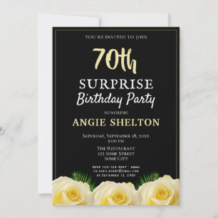 Invitación Rosa Amarilla Tropical 70° fiesta de cumpleaños so