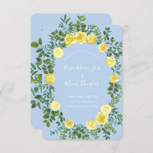 Invitación Rosa amarillo claro y azul pálido Boda Guardar fec