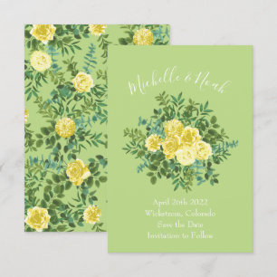 Invitación Rosa amarillo claro y verde pálido Boda Guardar fe