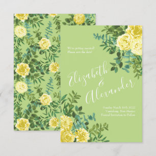 Invitación Rosa amarillo claro y verde pálido Boda Guardar fe