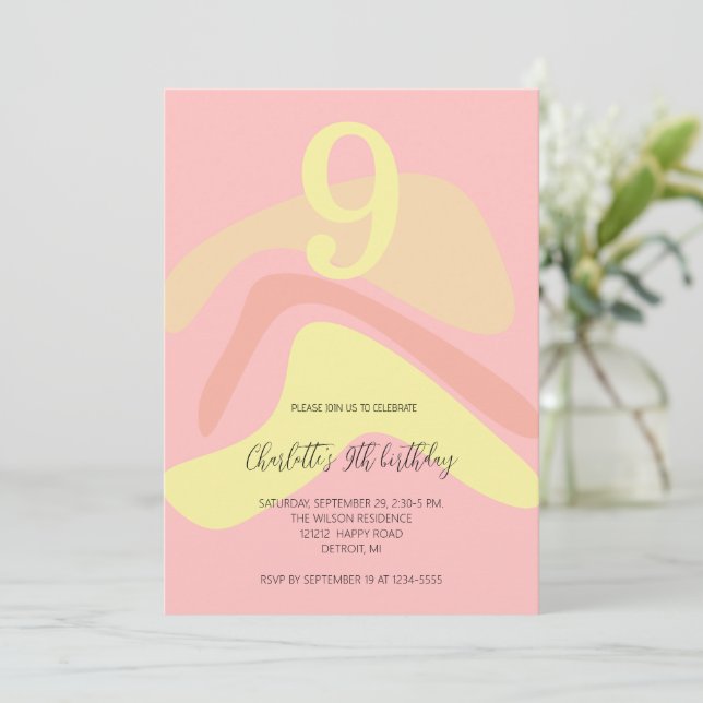 Invitación Rosa Amarillo Crema Personalizado Verano (Anverso de pie)