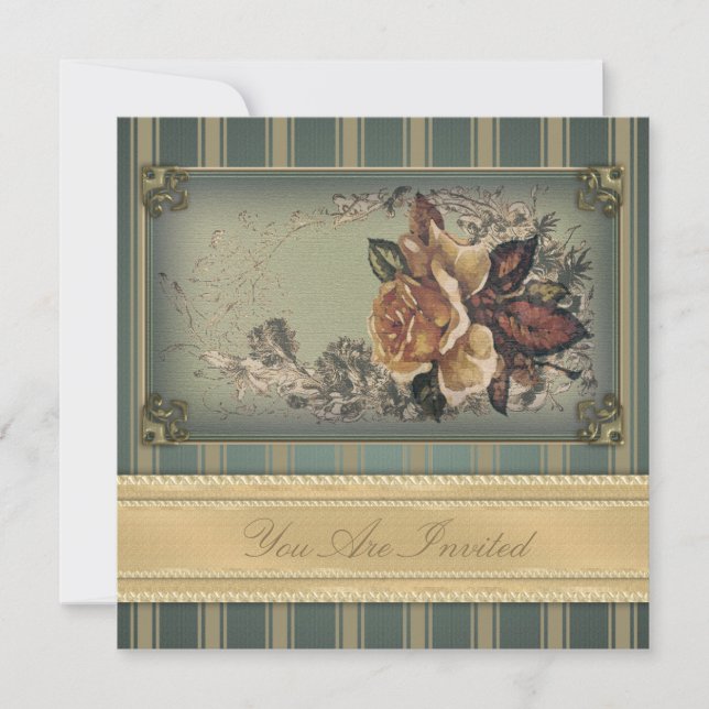 Invitación Rosa antiguo (azul) (Anverso)