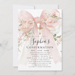 Invitación Rosa Arco Rosa Floral Niña Confirmación