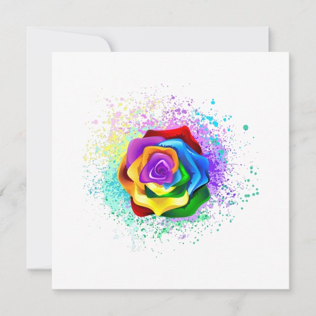 Invitación Rosa arcoiris colorido (Anverso)