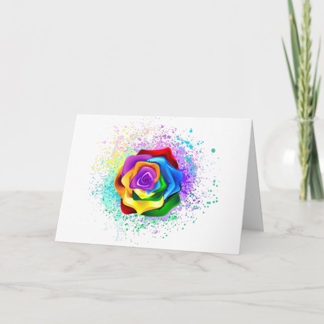 Invitación Rosa arcoiris colorido (Anverso)