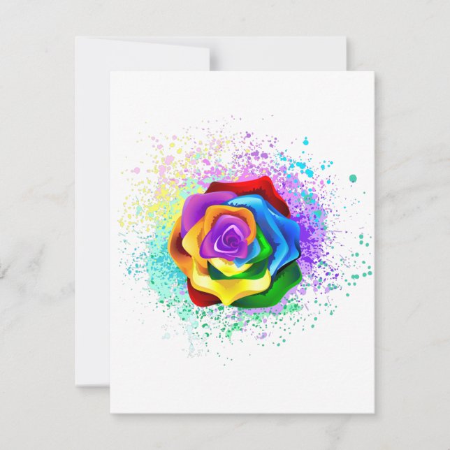 Invitación Rosa arcoiris colorido (Anverso)