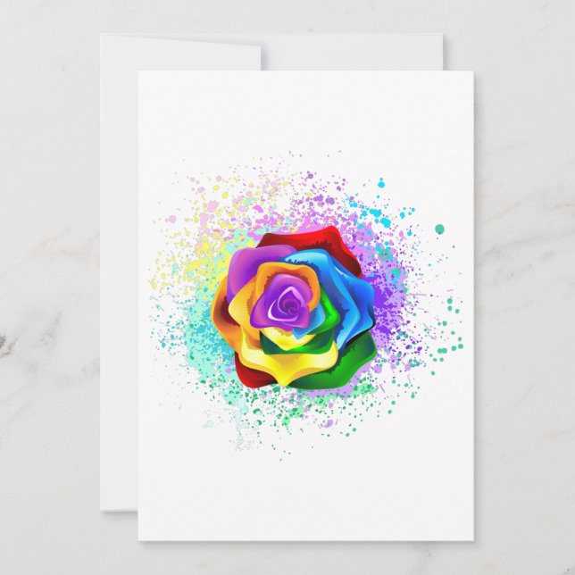 Invitación Rosa arcoiris colorido (Anverso)
