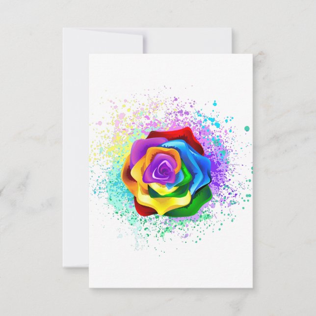 Invitación Rosa arcoiris colorido (Anverso)