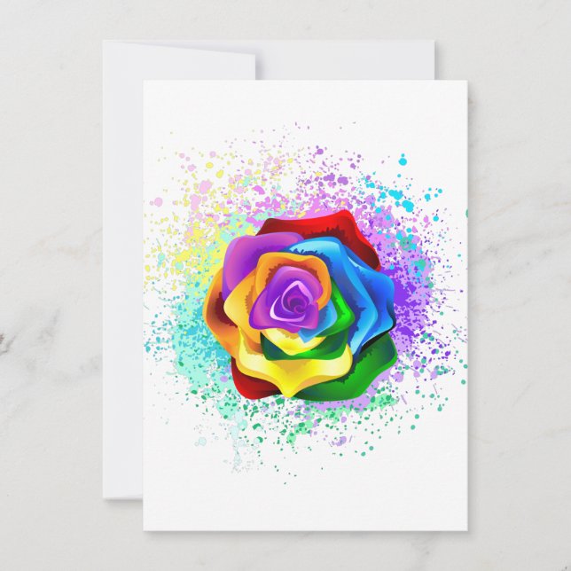 Invitación Rosa arcoiris colorido (Anverso)