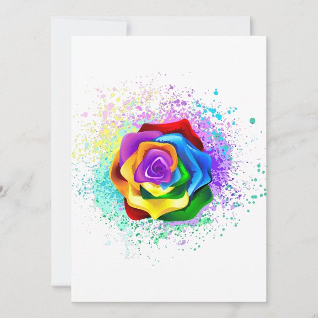 Invitación Rosa arcoiris colorido (Anverso)