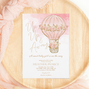 Invitación Rosa arriba y lejos Chica de globo de aire calient
