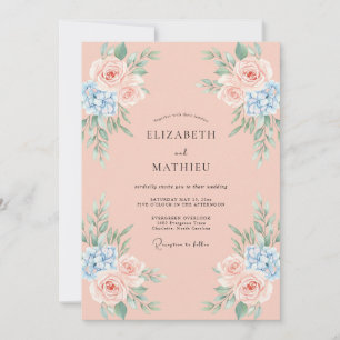 Invitación Rosa Artística de Melocotón Boda