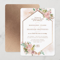 Rosa Atractiva Vintage Floral Marco Hexágono Boda