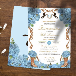 Invitación Rosa azul bebé Charra Quinceañera Occidental
