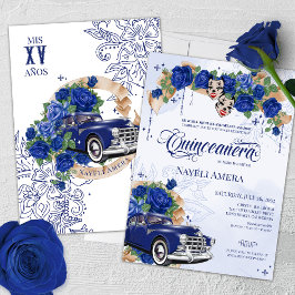 Invitación Rosa azul Chola Oldie Lowrider Chicana Quinceanera