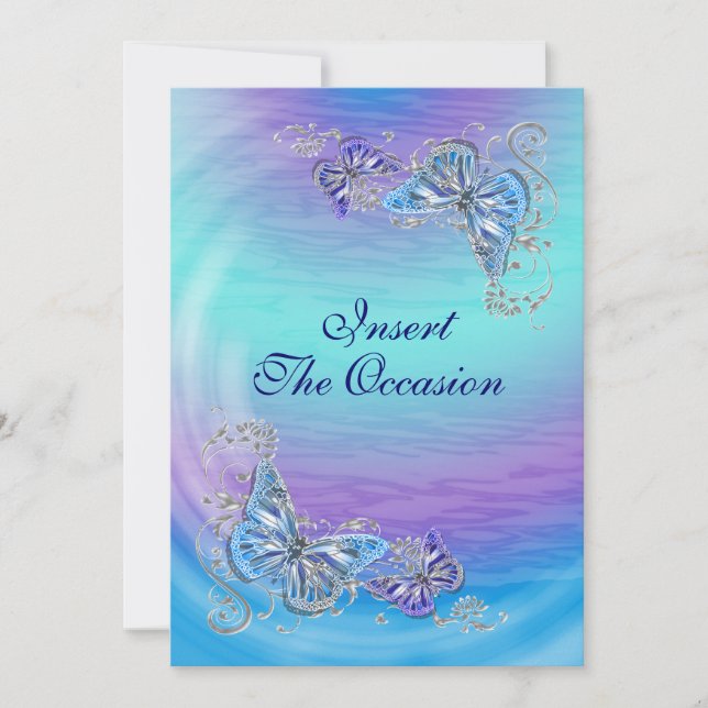 Invitación Rosa azul confirmación cumpleaños compromiso boda (Anverso)