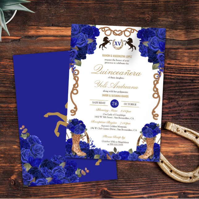 Invitación Rosa Azul de la Marina Real Charro Occidental Quin (Subido por el creador)