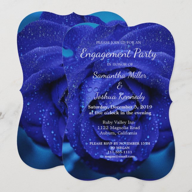 Invitación Rosa azul elegante (Anverso / Reverso)