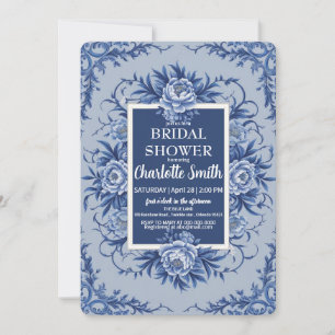 Invitación Rosa azul elegante Flor antigua ducha de novia