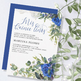 Invitación Rosa azul Eucalyptus Mis Quince Anos Quinceanera