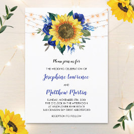 Invitación Rosa azul girasol Boda de las luces florales