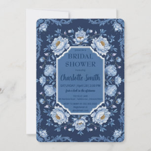 Invitación Rosa azul moderno Flor antigua ducha de novia