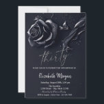Invitación Rosa azul oscuro Gothic 30 cumpleaños<br><div class="desc">Elegante rosa oscuro sobre un fondo azul oscuro.</div>
