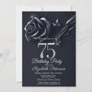 Invitación Rosa azul oscuro gótica cumpleaños 75  