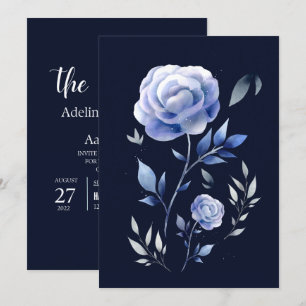 Invitación rosa azul polvoriento floral boda floral