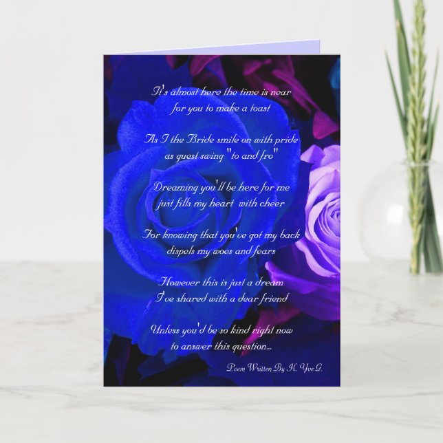 Invitación Rosa Azul Púrpura Serás Mi Novia (Anverso)
