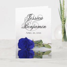 Invitación Rosa azul real Boda de fotografía romántico elegan