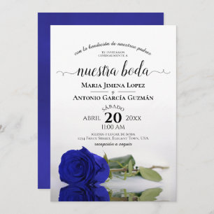 Invitación Rosa azul real Boda de Nuestra Boda