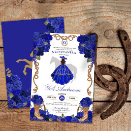 Invitación Rosa azul real Boots Charra Vestidos Quinceañera