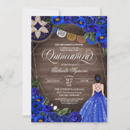 Invitación Rosa azul real Charro Country Gown Quinceanera