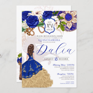 Invitación Rosa azul real Charro Occidental Quinceañera Invit