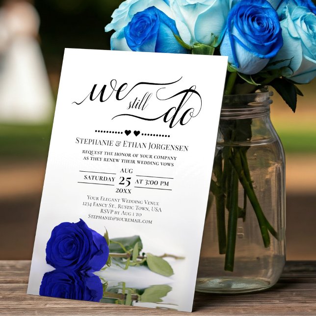 Invitación Rosa Azul Real Que Aún Hacemos Boda Promete Renova (Subido por el creador)
